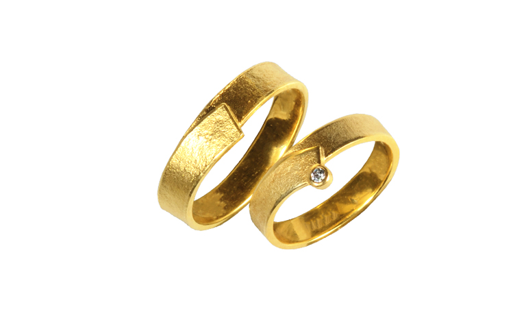 02115+02116-wedding rings, gold 750 and brillant